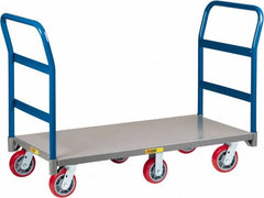 Little Giant - 3,600 Lb Capacity Steel 6-Wheeled Platform Truck - Steel Deck, 24" OAW, 48" Platform Length x 9" Platform Height, Polyurethane Casters - Makers Industrial Supply