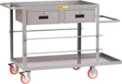 Little Giant - 1,200 Lb Capacity, 24" Wide x 54" Long x 35" High Wire Spool Cart - 2 Drawer, 2 Shelf, Steel, Polyurethane Casters - Makers Industrial Supply