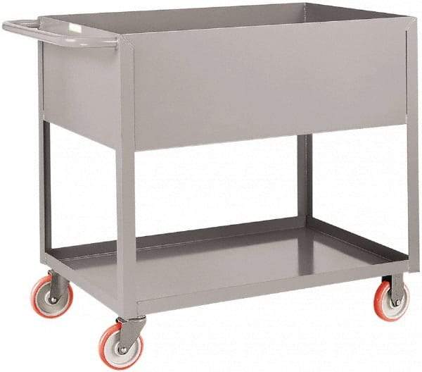 Little Giant - 1,200 Lb Capacity, 24" Wide x 54" Long x 35" High Deep Shelf Cart - 2 Shelf, Steel, Polyurethane Casters - Makers Industrial Supply