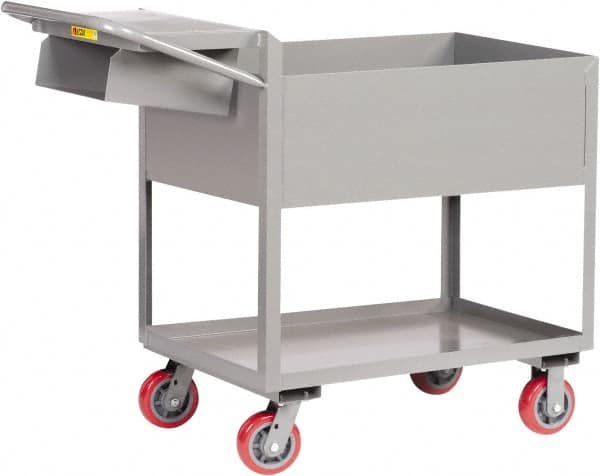 Little Giant - 3,600 Lb Capacity, 24" Wide x 64" Long x 41" High Deep Shelf Cart - 2 Shelf, Steel, Polyurethane Casters - Makers Industrial Supply