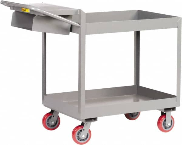 Little Giant - 3,600 Lb Capacity, 24" Wide x 64" Long x 41" High Deep Shelf Cart - 2 Shelf, Steel, Polyurethane Casters - Makers Industrial Supply