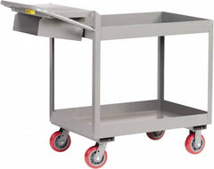 Little Giant - 3,600 Lb Capacity, 24" Wide x 64" Long x 41" High Deep Shelf Cart - 2 Shelf, Steel, Polyurethane Casters - Makers Industrial Supply