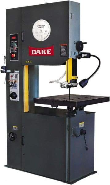 Dake - 26" Throat Capacity, Variable Speed Pulley Vertical Bandsaw - 50 to 415 & 550 to 5,000 SFPM, 3 hp, Three Phase - Makers Industrial Supply