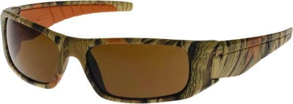 PRO-SAFE - Brown Lenses, Framed Safety Glasses - Anti-Fog, Scratch Resistant, Brown Camouflage Polycarbonate/Nylon Frame, Size Universal, Wrap Around - Makers Industrial Supply