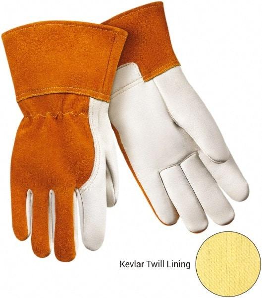 Steiner - Size M Kevlar Lined Cowhide Welding Glove - Gauntlet Cuff, Straight Thumb, For MIG - Makers Industrial Supply