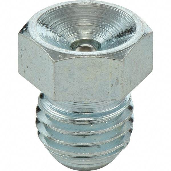 Umeta - Straight Head Angle, M8 Metric Stainless Steel Flush-Style Grease Fitting - 9mm Hex, 9.5mm Overall Height, 6.5mm Shank Length - Makers Industrial Supply