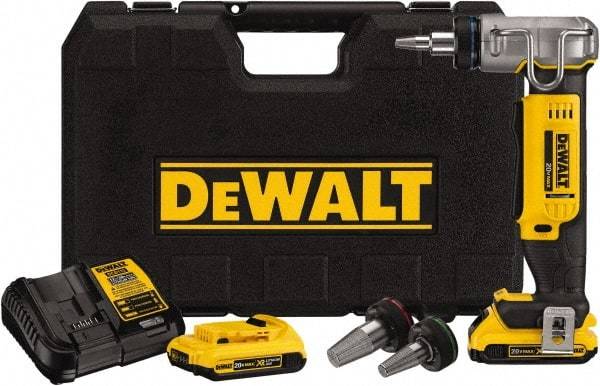 DeWALT - 3/8 to 1" Pipe Capacity, PEX Expander Tool - 9 Pieces, Cuts Pex, Includes DCE400 PEX Expander, (2) DCB203 Batteries, Charger, (3) Expander Heads (1/2", 3/4", 1"), PEX Expander Grease & Kit Box - Makers Industrial Supply