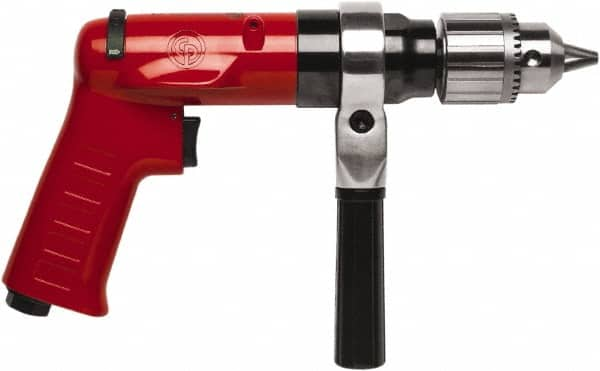 Chicago Pneumatic - 1/2" Reversible Keyed Chuck - Pistol Grip Handle, 900 RPM, 32 LPS, 0.5 hp - Makers Industrial Supply