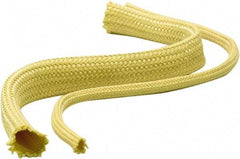 Atlantex - 1-1/2" ID Yellow Braided Cut-Resistant Sleeve for Hoses - 50' Long, -320 to 320°F - Makers Industrial Supply