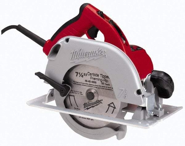 Milwaukee Tool - 15 Amps, 7-1/4" Blade Diam, 5,800 RPM, Electric Circular Saw - 120 Volts, 3.25 hp, 9' Cord Length, 5/8" Arbor Hole, Right Blade - Makers Industrial Supply