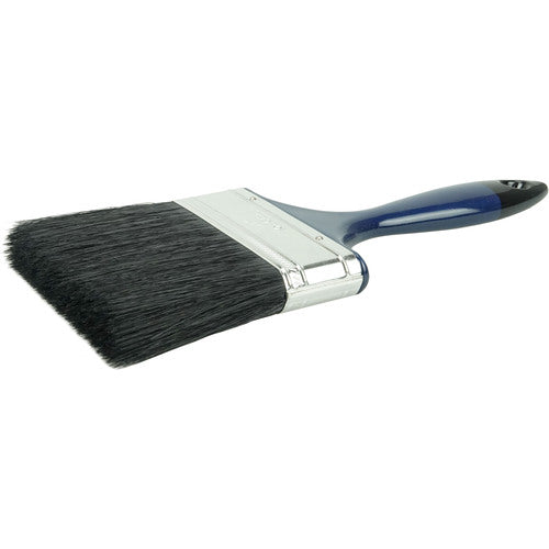 4″ Varnish Brush, Black China Bristle Fill, 3″ Trim Length, Blue Foam Handle - Makers Industrial Supply