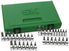 SK - 33 Piece, Screwdriver Bit Set - T10 to T55 Torx, 1/8 to 3/8, 2 to 10 Hex, #4 to 6 Slotted, #1 to 3 Phillips & #2 Pozidriv - Makers Industrial Supply