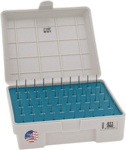 Meyer Gage - 50 Piece, 0.011-0.06 Inch Diameter Plug and Pin Gage Set - Minus 0.0001 Inch Tolerance, Class Z - Makers Industrial Supply