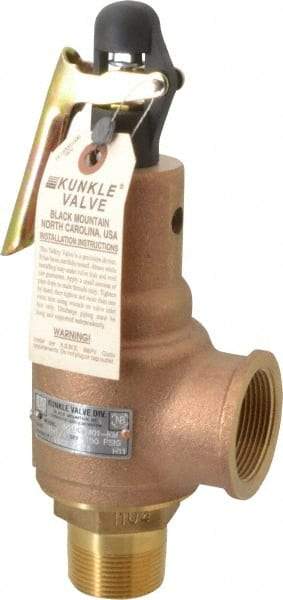 Midwest Control - 1-1/4" Inlet, 1-1/2" Outlet, ASME Safety Relief Valve - 150 Max psi, Bronze, 1,602 Cubic' per Min - Makers Industrial Supply