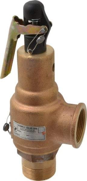 Midwest Control - 1-1/2" Inlet, 1-1/2" Outlet, ASME Safety Relief Valve - 125 Max psi, Bronze, 1,357 Cubic' per Min - Makers Industrial Supply