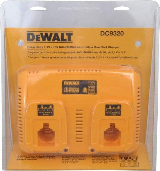 DeWALT - 7.2 to 18 Volt, 2 Battery Lithium-Ion, NiCad & NiMH Power Tool Charger - 1 hr to Charge - Makers Industrial Supply