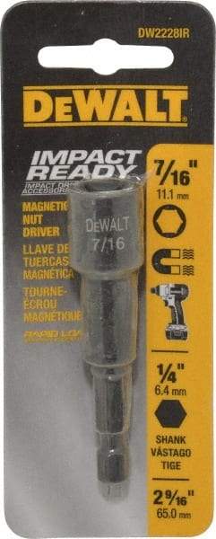 DeWALT - 7/16" Magnetic Nutsetter - 1/4" Hex Drive, 2-9/16" OAL - Makers Industrial Supply