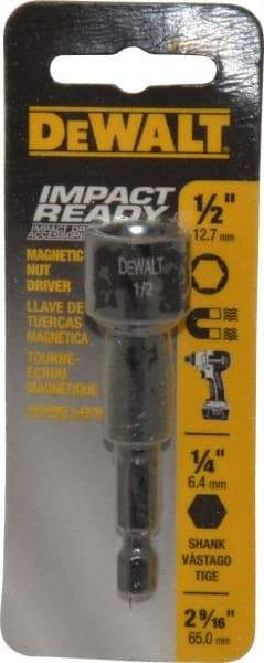 DeWALT - 1/2" Magnetic Nutsetter - 1/4" Hex Drive, 2-9/16" OAL - Makers Industrial Supply