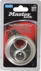 Master Lock - 3/4" Shackle Clearance, Keyed Different Shielded Shackle Disk Lock Padlock - 3/8" Shackle Diam, Stainless Steel - Makers Industrial Supply