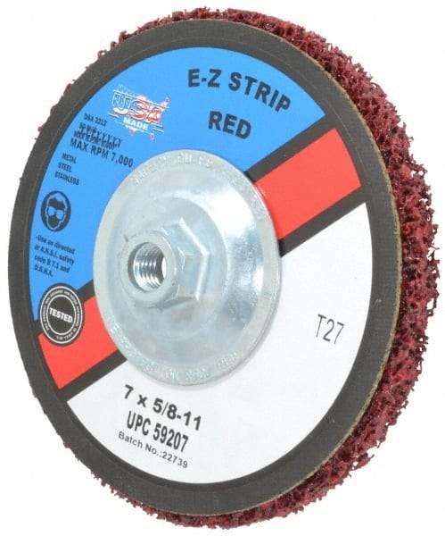 Camel Grinding Wheels - 7" Very Coarse Grade Silicon Carbide Deburring Disc - 5/8-11 Threaded Center Hole, Arbor Connection, Red, 7,000 Max RPM - Makers Industrial Supply