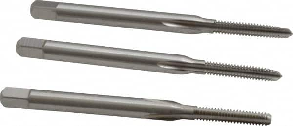 Cleveland - #3-48 UNC, 3 Flute, Bottoming, Plug & Taper, Bright Finish, High Speed Steel Tap Set - Right Hand Cut, 1-13/16" OAL, 1/2" Thread Length - Makers Industrial Supply