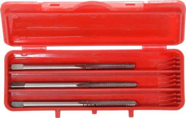 Cleveland - #6-32 UNC, 3 Flute, Bottoming, Plug & Taper, Bright Finish, High Speed Steel Tap Set - Right Hand Cut, 50.8mm OAL, 0.38" Thread Length - Makers Industrial Supply