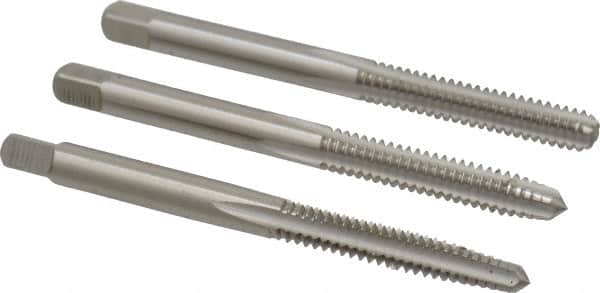 Cleveland - #10-24 UNC, 3 Flute, Bottoming, Plug & Taper, Bright Finish, High Speed Steel Tap Set - Right Hand Cut, 2-3/8" OAL, 1/2" Thread Length - Makers Industrial Supply