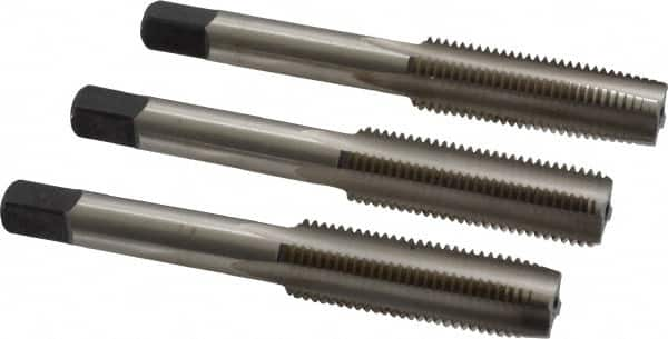 Cleveland - 7/16-20 UNF, 4 Flute, Bottoming, Plug & Taper, Bright Finish, High Speed Steel Tap Set - Right Hand Cut, 3-5/32" OAL, 0.88" Thread Length - Makers Industrial Supply