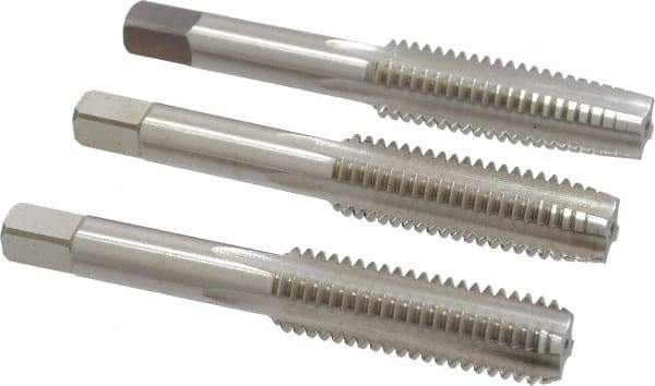 Cleveland - 1/2-13 UNC, 4 Flute, Bottoming, Plug & Taper, Bright Finish, High Speed Steel Tap Set - Right Hand Cut, 3-3/8" OAL, 0.94" Thread Length - Makers Industrial Supply