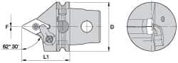 Kennametal - Neutral Cut, Size KM63, DN.. Insert Compatiblity, External Modular Turning & Profiling Cutting Unit Head - 60mm Head Length, Through Coolant, Series Kenloc - Makers Industrial Supply