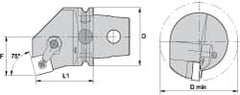 Kennametal - Left Hand Cut, Size KM63, SN.. Insert Compatiblity, Internal Modular Turning & Profiling Cutting Unit Head - 43mm Ctr to Cutting Edge, 60mm Head Length, Through Coolant, Series Kenloc - Makers Industrial Supply