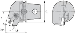 Kennametal - Right Hand Cut, Size KM63, SN.. Insert Compatiblity, External Modular Turning & Profiling Cutting Unit Head - 38mm Ctr to Cutting Edge, 60mm Head Length, Through Coolant, Series Kenloc - Makers Industrial Supply