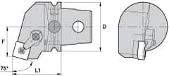 Kennametal - Right Hand Cut, Size KM63, SN.. Insert Compatiblity, External Modular Turning & Profiling Cutting Unit Head - 38mm Ctr to Cutting Edge, 60mm Head Length, Through Coolant, Series Kenloc - Makers Industrial Supply