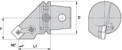 Kennametal - Right Hand Cut, Size KM63, SN.. Insert Compatiblity, Internal Modular Turning & Profiling Cutting Unit Head - 43mm Ctr to Cutting Edge, 72mm Head Length, Through Coolant, Series Kenloc - Makers Industrial Supply