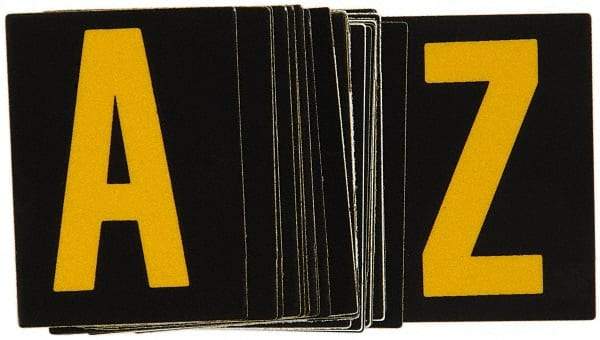 Made in USA - Letter Label - Legend: A-Z, English, Yellow & Black - Makers Industrial Supply