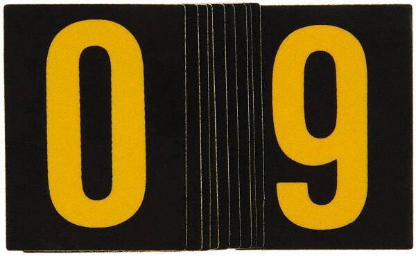 Made in USA - Letter Label - Legend: 0-9, English, Yellow & Black - Makers Industrial Supply