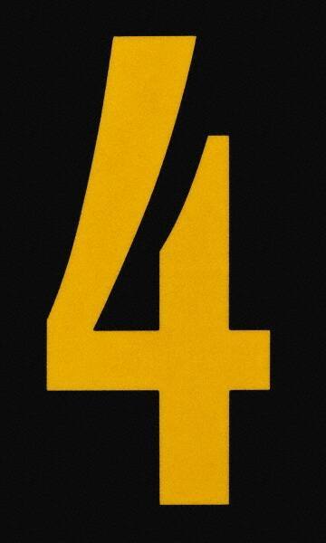 Made in USA - Number Label - Legend: 4, English, Yellow & Black - Makers Industrial Supply