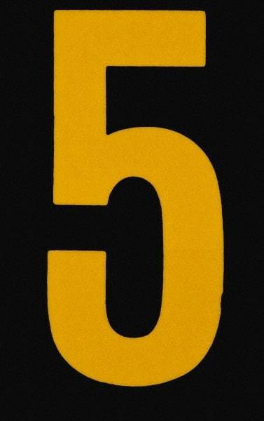 Made in USA - Number Label - Legend: 5, English, Yellow & Black - Makers Industrial Supply