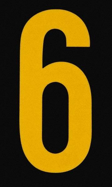 Made in USA - Number Label - Legend: 6, English, Yellow & Black - Makers Industrial Supply