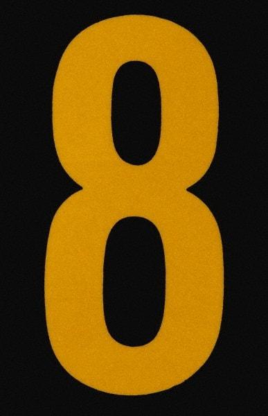 Made in USA - Number Label - Legend: 8, English, Yellow & Black - Makers Industrial Supply