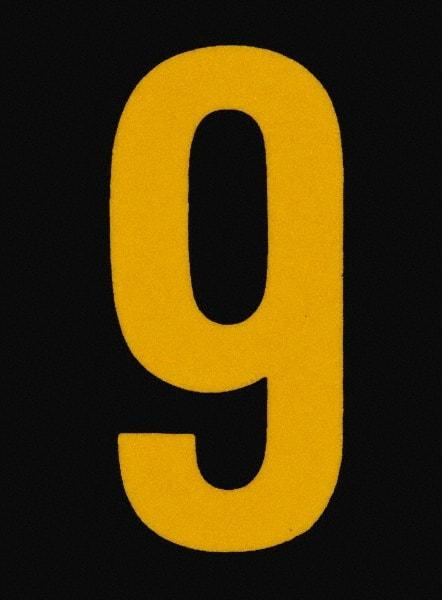 Made in USA - Number Label - Legend: 9, English, Yellow & Black - Makers Industrial Supply