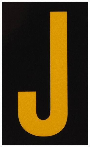 Made in USA - Letter Label - Legend: J, English, Yellow & Black - Makers Industrial Supply