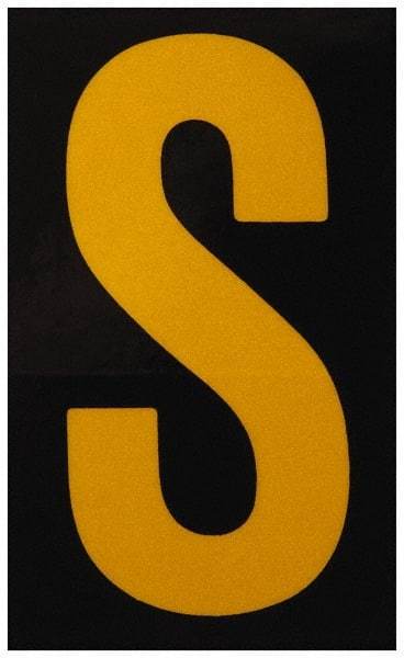 Made in USA - Letter Label - Legend: S, English, Yellow & Black - Makers Industrial Supply