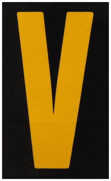 Made in USA - Letter Label - Legend: V, English, Yellow & Black - Makers Industrial Supply