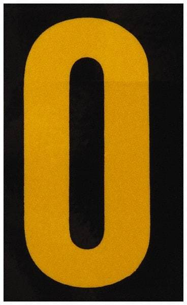 Made in USA - Number Label - Legend: 0, English, Yellow & Black - Makers Industrial Supply