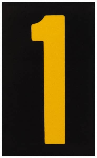 Made in USA - Number Label - Legend: 1, English, Yellow & Black - Makers Industrial Supply