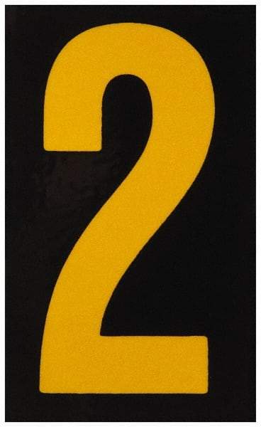 Made in USA - Number Label - Legend: 2, English, Yellow & Black - Makers Industrial Supply