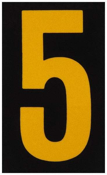 Made in USA - Number Label - Legend: 5, English, Yellow & Black - Makers Industrial Supply