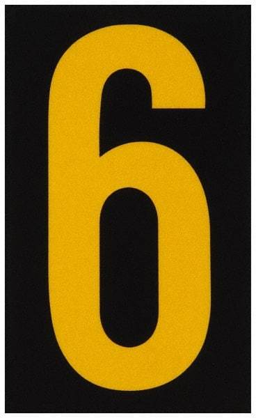 Made in USA - Number Label - Legend: 6, English, Yellow & Black - Makers Industrial Supply