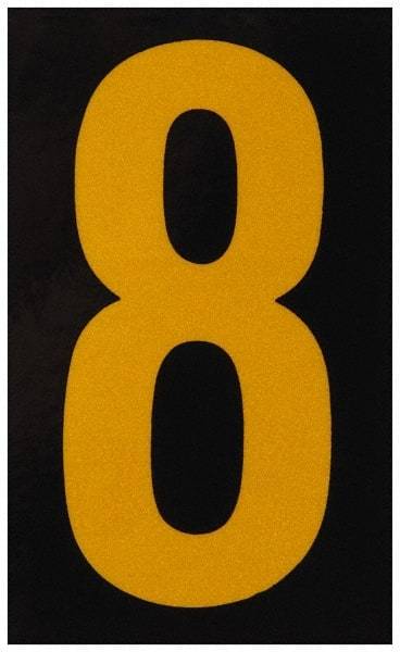 Made in USA - Number Label - Legend: 8, English, Yellow & Black - Makers Industrial Supply